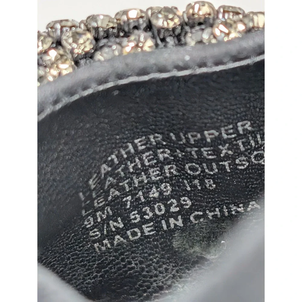 Tory Burch Esme Crystal‎ Rhinestone Bow Flats Black Suede Women's Size 9 M Shoes